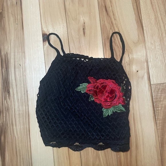 Rose Fishnet Back Tank Top | Seduction - Picture 2 of 4